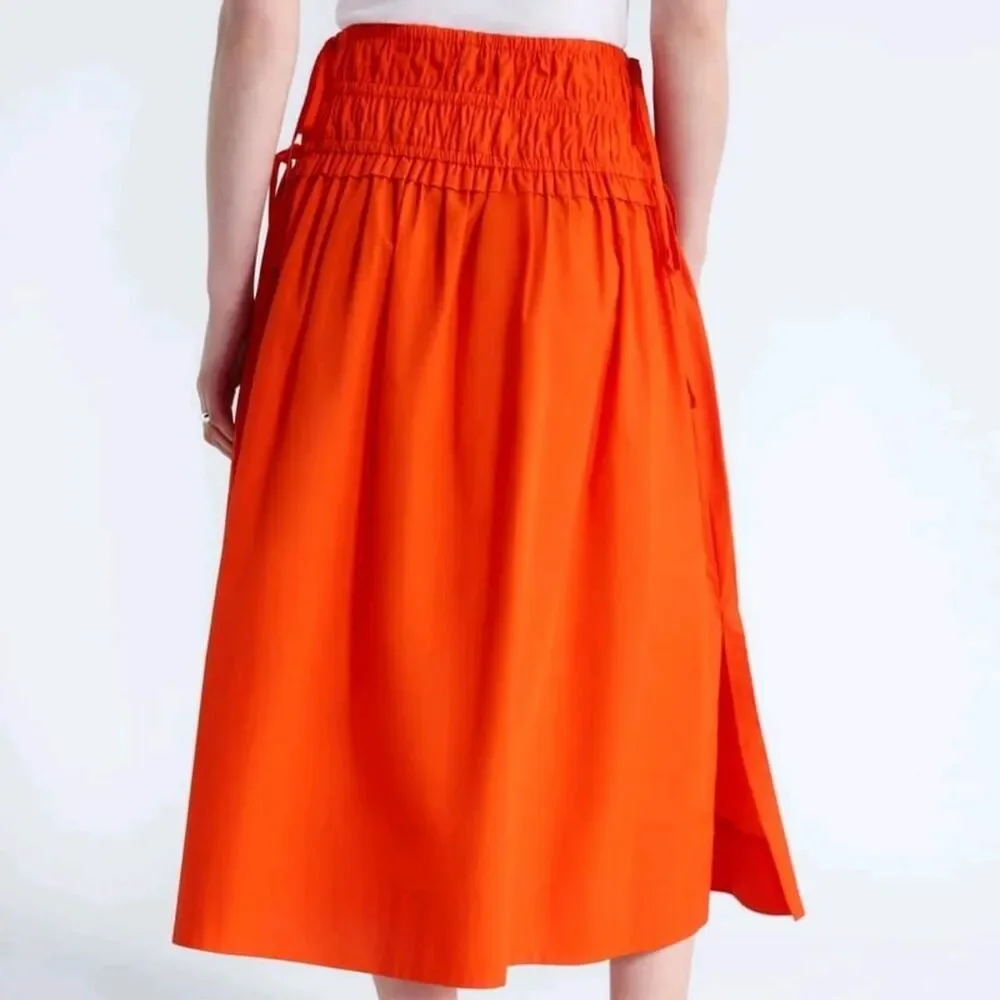 Free Assembly Smocked Drawstring Cotton Maxi Skirt Fire Orange NWT XL